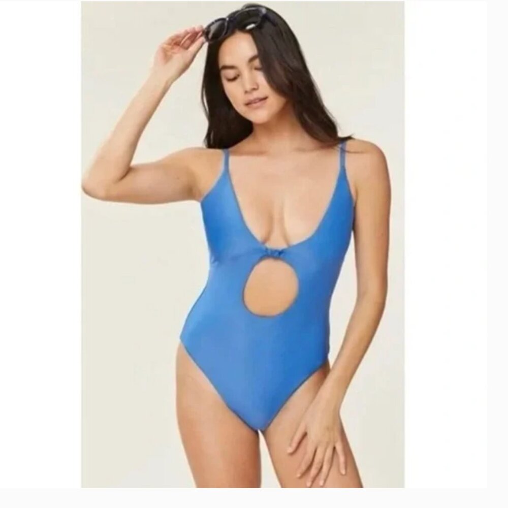 NWT Andie Cut-Out Santorini One Piece Swimsuit Horizon Blue Size Small